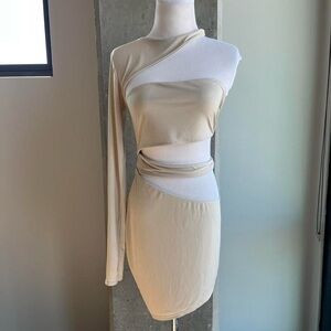 Elegant Cream One-Shoulder Dress